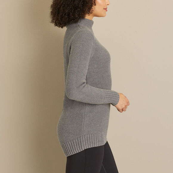 Duluth Trading Co. Knit Worth Funnel Neck Pullover Tunic Sweater Women Sz M Gray - Picture 4 of 8